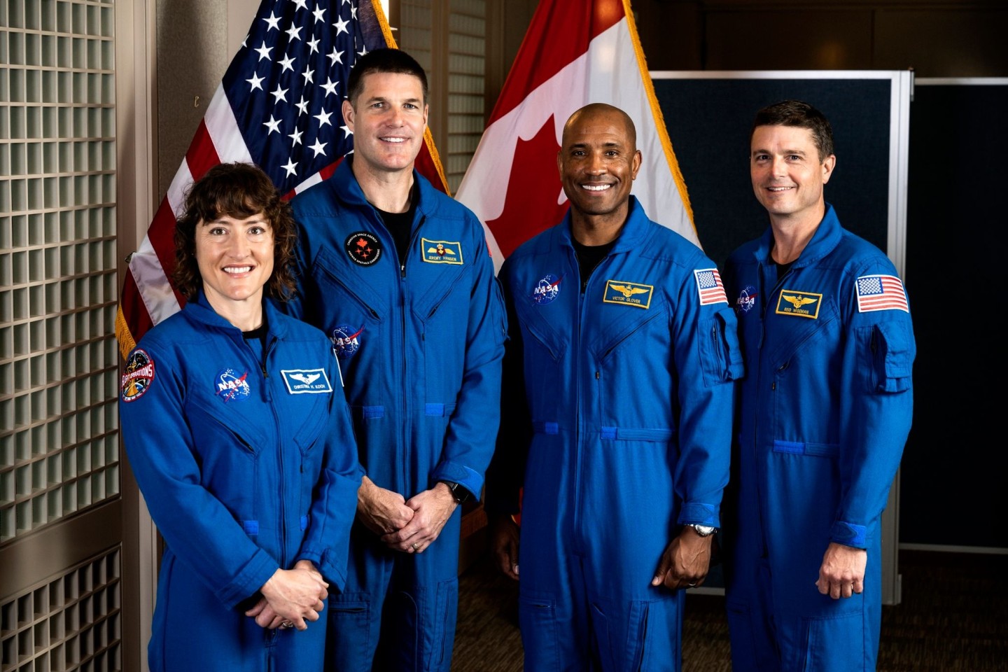 Die Astronauten der «Artemis 2»-Mission (l-r): Christina Koch, Jeremy Hansen, Victor Glover und Reid Wiseman.