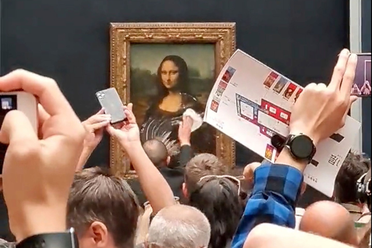 Das Gemälde von Leonardo da Vinci wurde mit einem Tortenstück beworfen - aber dabei glücklicherweise nicht beschädigt.