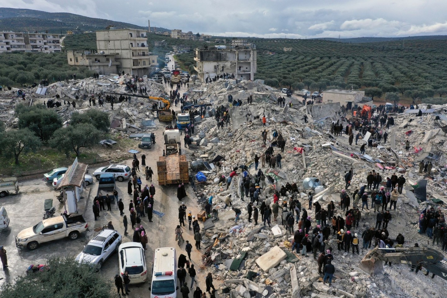 Die verherrenden Erdbeben haben die syrische Stadt Harem schwer getroffen.