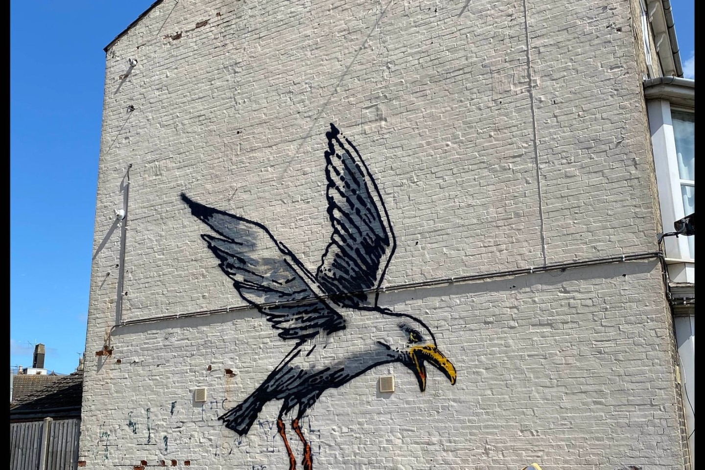 Die Mauer mit der Banksy-Möwe in Lowestoft ist abgerissen worden.