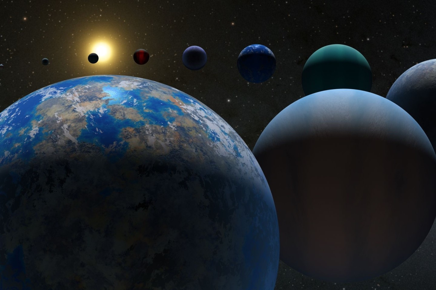 Die Illustration zeigt verschiedene Arten von Exoplaneten. Rund 30 Jahre nach dem ersten Nachweis eines Exoplaneten hat die US-Raumfahrtagentur Nasa mittlerweile mehr als 5000 Exemplare regi...