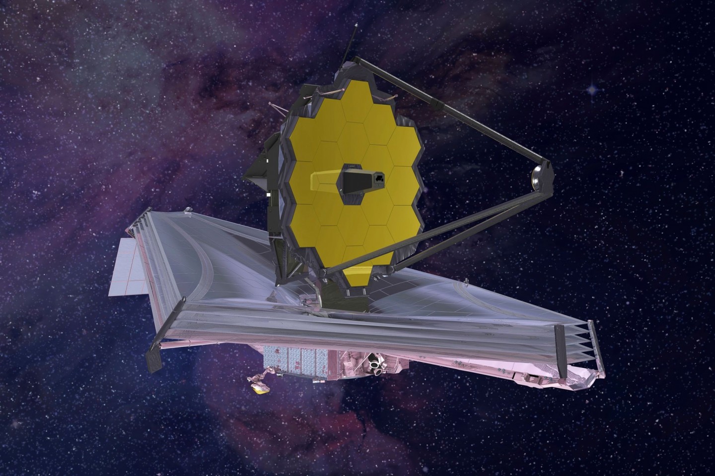 Die von Northrop Grumman über die Nasa verbreitete Computergrafik aus dem Jahr 2015 zeigt das «James Webb»-Teleskop.