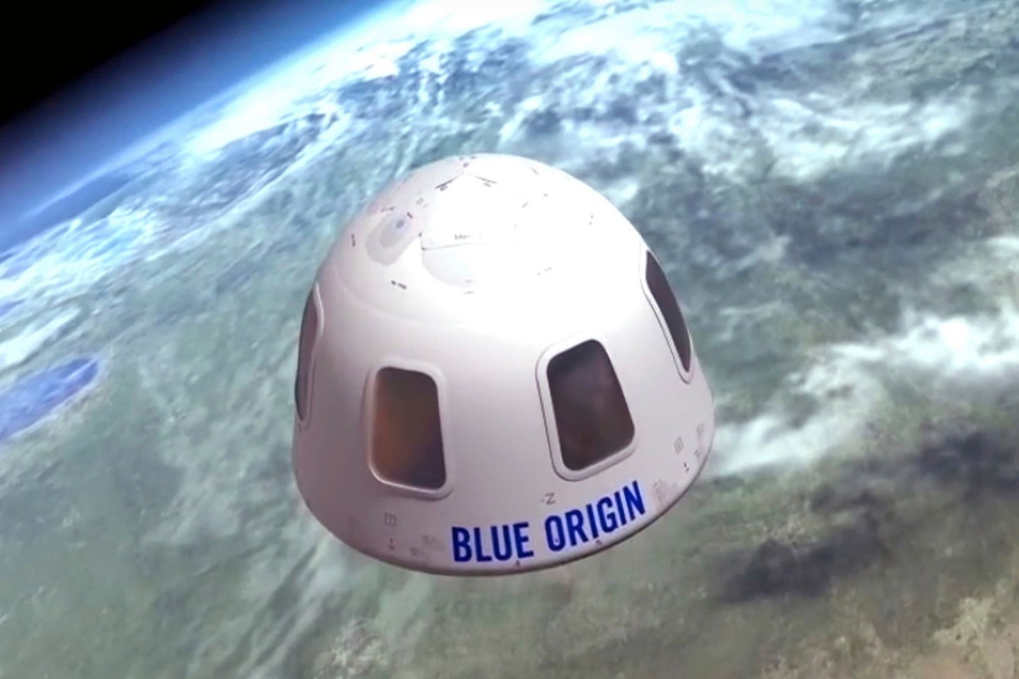 Diese undatierte Illustration von Blue Origin zeigt die Kapsel, mit der die Firma Touristen ins All bringen will. Ein Sitzplatz für den ersten bemannten Weltraumflug ist für 28 Millionen ...