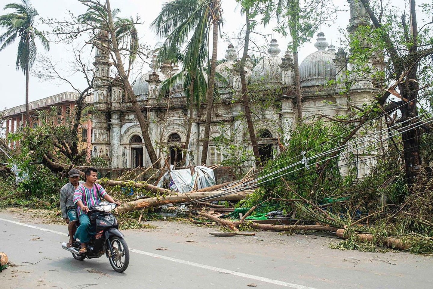 Umgestürzte Bäume in der Nähe einer Moschee in Myanmar nach dem Zyklon «Mocha».